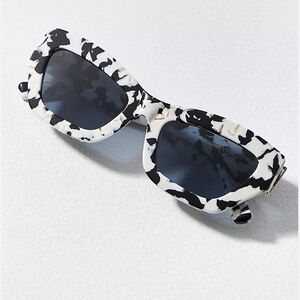 Anthropologie X I-SEA Black and White Tortoiseshell Rectangular Sunglasses